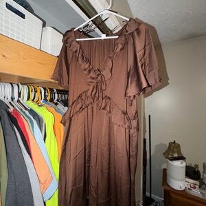 Old Navy Brown Backless Ruffle Dress